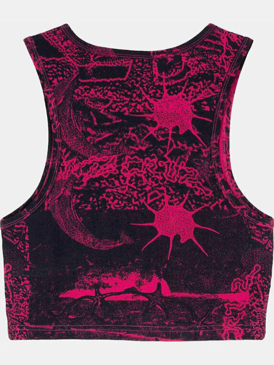 Damen Crop Top Ärmellos Fuchsie