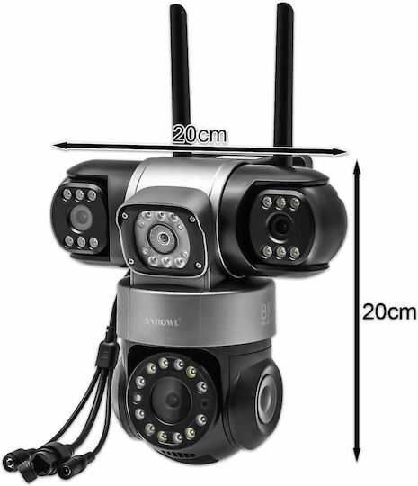 Andowl G719 IP Triple Surveillance Camera Wi-Fi 8K Waterproof with Two-Way Communication
