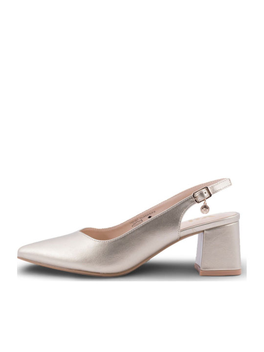 Pumps mit Riemen Goldene