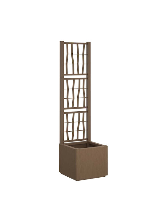 vidaXL Пластмасова Кафява Саксия За Цветя 36x36x140см