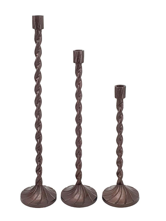 Artekko Set Kerzenhalter Metall in Bronzefarbe 3Stücke