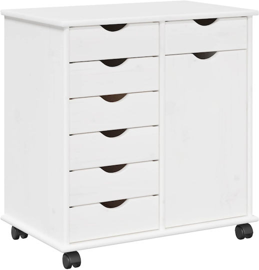 Office Drawer Made of Solid Wood Natural 63.5x39x65.5cm