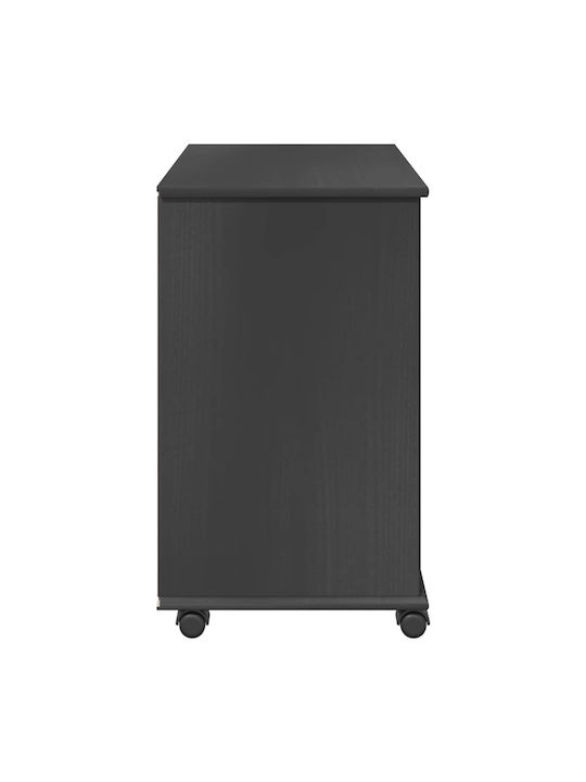 Office Cabinet Made of Solid Wood with Wheels & Drawers Natural 63.5x39x65.5cm