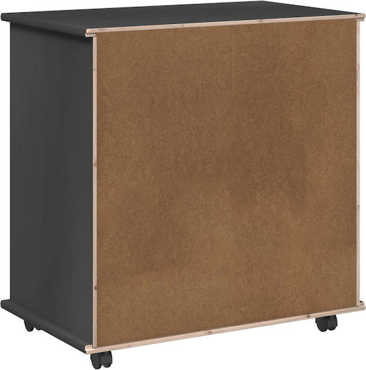 Office Storage Drawer from Solid Wood with Wheels Natural 63.5x39x65.5cm