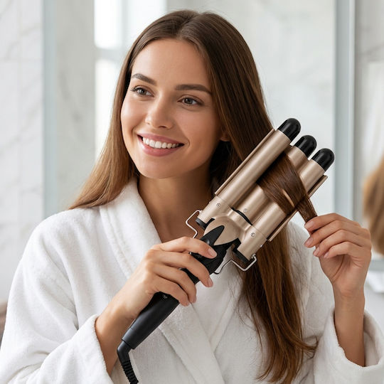 Avizar Triple Barrel Ceramic Curling Iron 70w Fast Ptc Heating Black