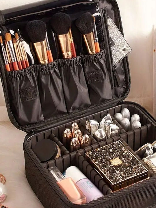 Geantă Organizator Cosmetică De Călătorie Zola Compartimente Reglabile Fermuar Mâner 23 X 26 X 10 Cm Neagră