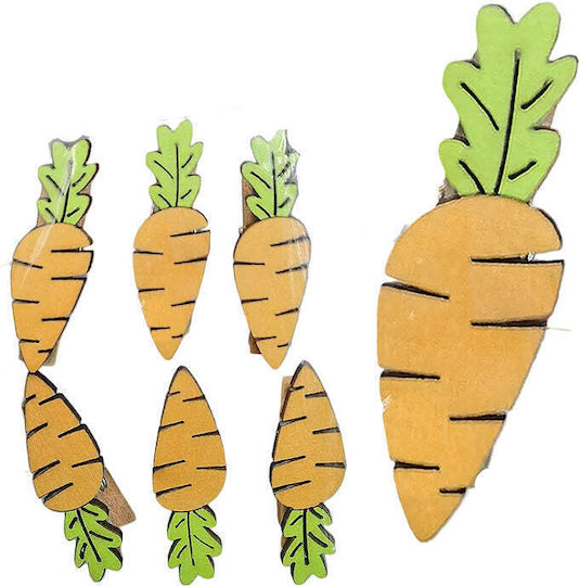Wooden Clothespins Carrots 4.5 Cm Set 6 Pieces