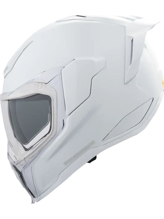 Icon Ultraflite Solid White gloss Κράνος Μηχανής Full Face ECE 22.06 με Sunvisor