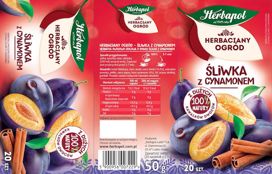 Herbapol Fruit Tea Herbal Garden Plum Cinnamon 20x2.5g