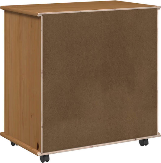 Office Storage Drawer from Solid Wood with Wheels Brown 63.5x39x65.5cm