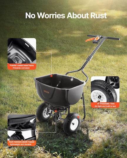 Vevor TCSBJ60LBSPZF8R6S001V0 Wheeled Seed/Fertilizer Distributor with Capacity 27.22kg