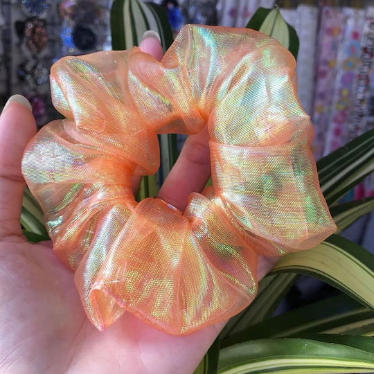 Glossy Cabbage Hair In Vaporous Fabric Korean Style Orange