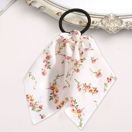 Elastisches Haargummi Haarband In Schneeweiß Romantischer Blumen Schleier