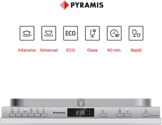 Pyramis Πλήρως Εντοιχιζόμενο Πλυντήριο Πιάτων για 10 Σερβίτσια Π44.8xY81.5εκ. PDWCE 45FI