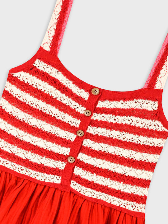 Kinderkleid Ärmellos Strick Rot