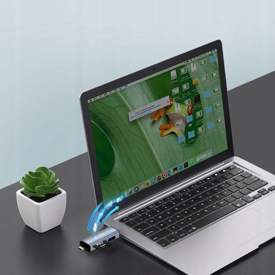 Baseus Cititor Carduri Compatibil Micro SD SD TF USB 3.0 USB Type-C Capacitate Citire Până la 128 GB Gri
