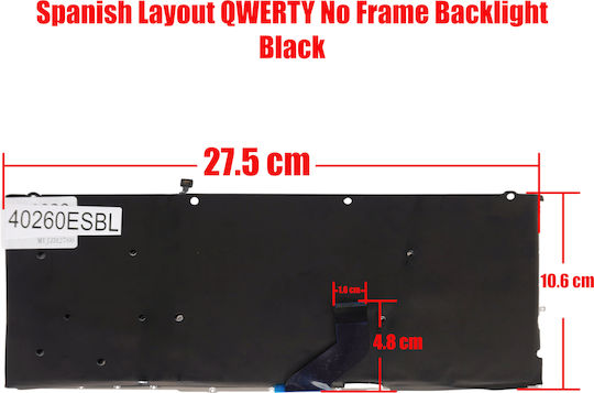Spanish Laptop Keyboard Apple Macbook Pro 13" A1425 Late 2012 Early 2013 661-7016 607-9612 818-2985 Md212ll/a Me662ll/a Spanish No Frame Backlit Black Code 40260esbl