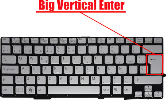 Teclado Español Para Portátil Spanish Laptop Keyboard Sony Vaio Svs13 Sve13 Svs131 Sv-e13 Svs13a 1-490-143-21 149014321usx 1-490-097-11 9z.n6bbf.401 Es Nο Frame Silver Κωδ.40409esnofrsil