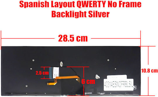 Teclado Español Para Portátil Spanish Laptop Keyboard Sony Vaio Svf Svf14 Svf14e Svf142 Svf143 Svf14n Svf1432 Svf1421 Svf 14e 9z.nadbq.20f Es No Frame Backlight Silver Κωδ.40314esnofrblsil