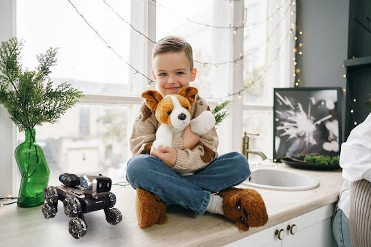 Câine Robot Teleghidat Zola Control Prin Gesturi Cântă Dansează Pulverizează Apă Efecte de Lumină și Sunet 8 Roți Rotire 360° 25 X 16 X 13 Cm Negru