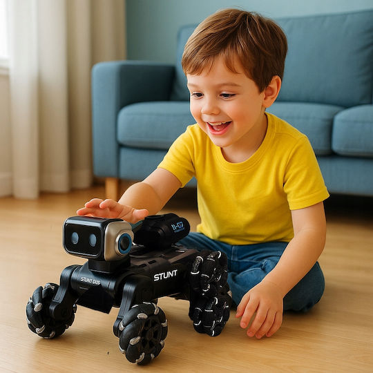 Câine Robot Teleghidat Zola Control Prin Gesturi Cântă Dansează Pulverizează Apă Efecte de Lumină și Sunet 8 Roți Rotire 360° 25 X 16 X 13 Cm Negru