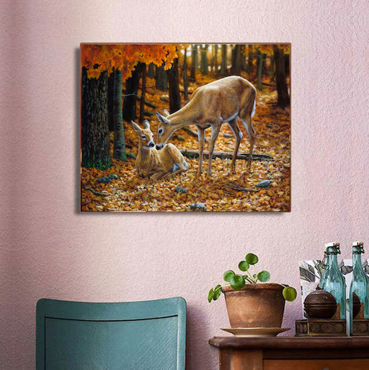Broderie Mozaic cu Diamante Zola Cerb în Pădure Design 30 x 40 cm