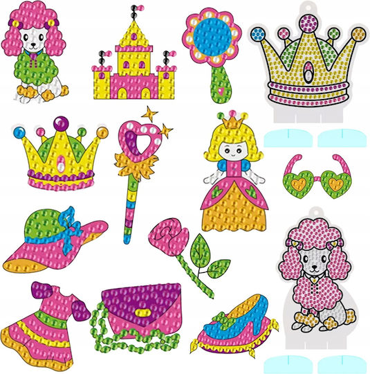 Set Creativ 12 Autocolante Mozaic cu Diamante Zola Design Prințesă Șabloane Autocolante Tavă Aplicator Diamante 2 Ventuze