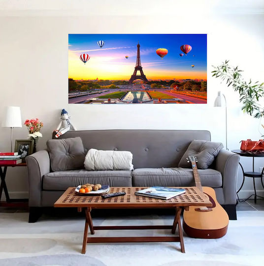 Mosaic Diamond Embroidery Zola Turnul Eiffel Peisaj Balon Cu Aer Cald Colorat 120 X 60 Cm