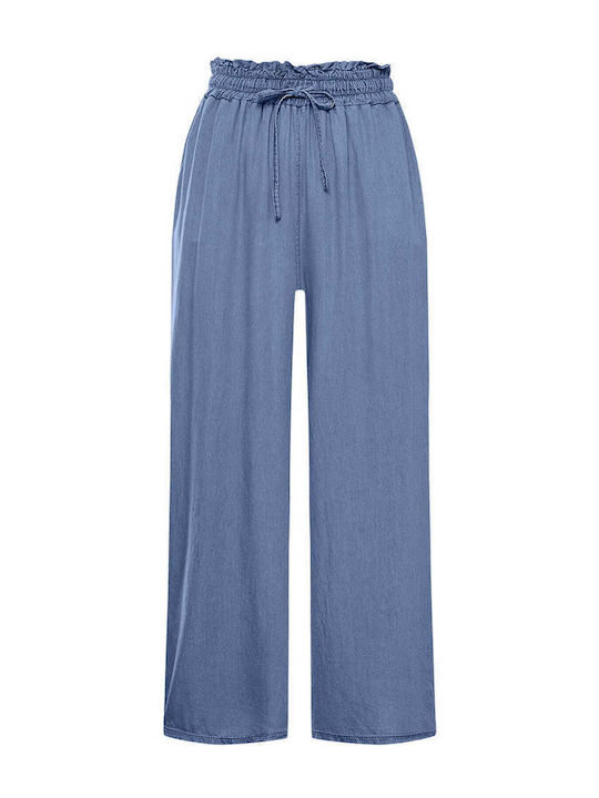 Celestino Women's Pantaloons Denim Look Loose Fit Blue