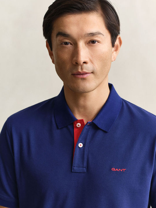 Contrast Polo Kurzarmbluse Marineblau Navy