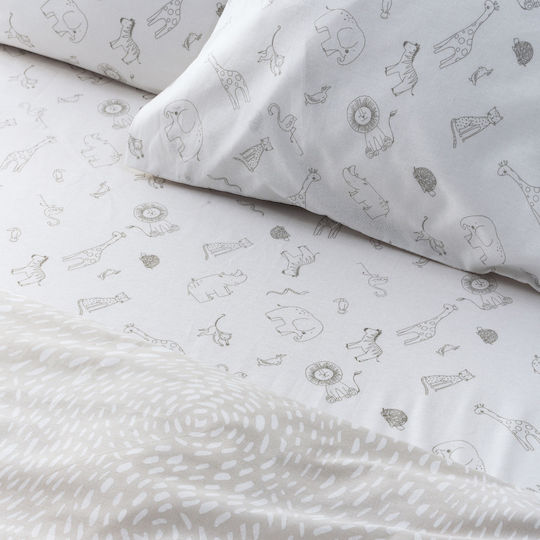 Kentia Σετ Σεντόνια Μονά Βαμβακερά Canopy White-greige 160x270cm 3τμχ