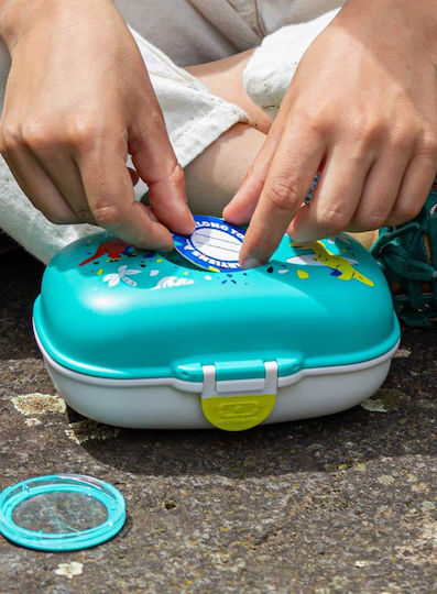 Monbento Cutie De Prânz Pentru Copii Din Plastic Dinozauri 0.6l Albastră