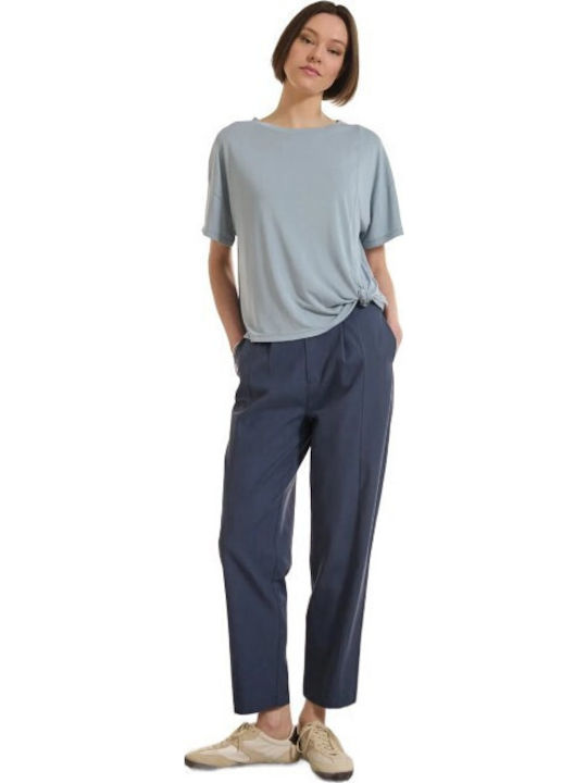 Women's Short Sleeve Light Blue Blouse