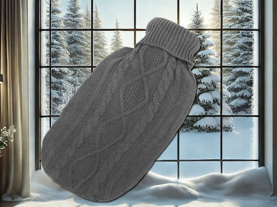 Hot Water Bottle in Gray with Cover for the Wrist 34x19cm 2000ml