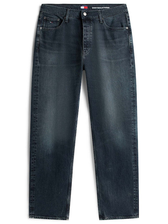 Ανδρικό Παντελόνι Τζιν με Regular Tapered Εφαρμογή Navy Μπλε