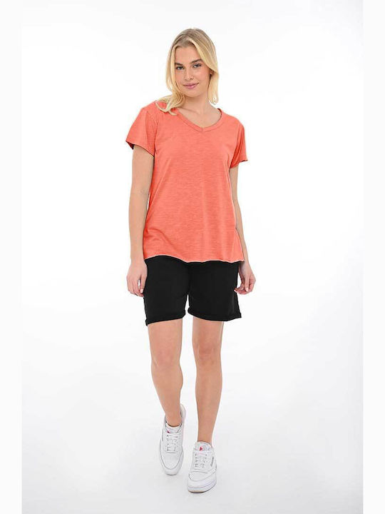 Damen Bluse Baumwollfarbe Koralle