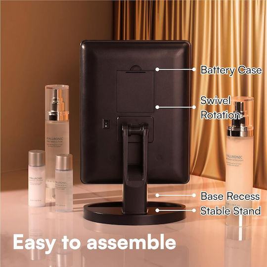 H&S Makeup Mirror Tabletop with Light 18.4x17.5cm Black