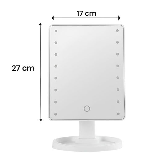 Avizar Led Standing Makeup Mirror Touchscreen 360° Rotation White