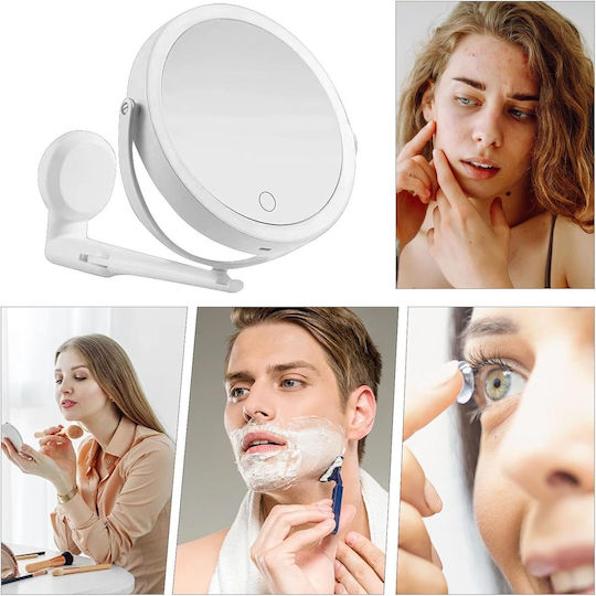 Makeup Mirror Wall with Light 17.7cm White