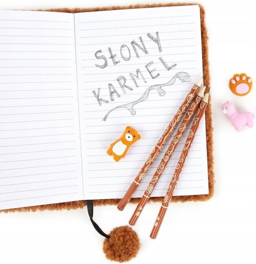 Set 3 Pencils 3 Scented Erasers Zola Salted Caramel Scent Fun Designs Brown