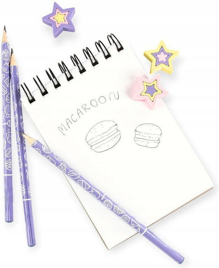 Set 3 Bleistifte 3 Duftende Radiergummis Zola Macaron Duft Spaß Designs Flieder