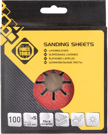 Forte Φύλλο Λείανσης Έκκεντρου Τριβείου 125x125mm Σετ 5τμχ