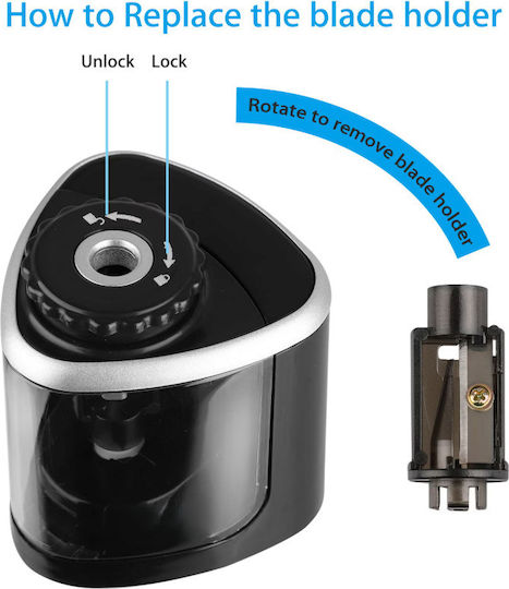 Electric Pencil Sharpener Zola Automatic Battery Powered 6.5 X 6.4 X 7.3 Cm Black