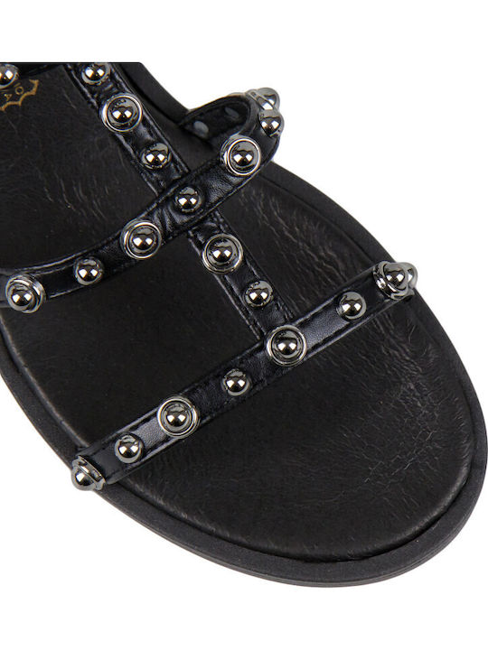 Leather Women's Gladiator Black Sandals