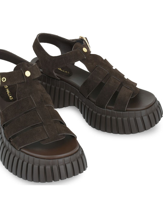 Sandale Casual Damă Flatforme Maro