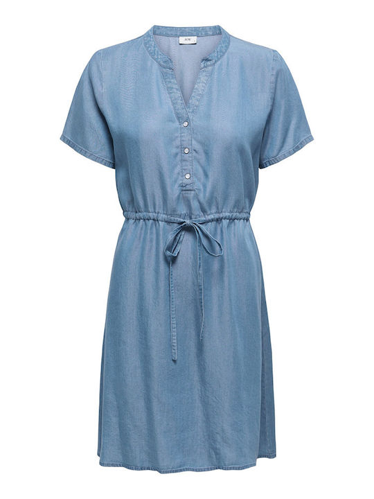 Summer Mini Shirt Dress Light Blue