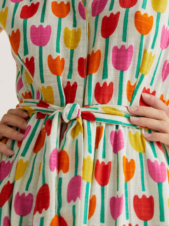 Summer Midi Shirt Dress Multicolour