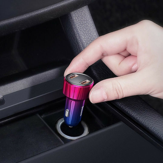 Baseus Φορτιστής Αυτοκινήτου Magic Car Charger QC 4.0 PD 45W με Θύρες: 1xUSB 1xType-C Πολύχρωμος