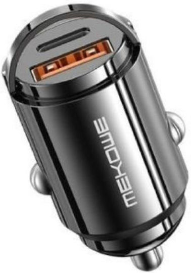 WK WK Auto-Ladegerät 20W Schnellladen mit Anschlüssen 1xUSB 1xType-C Grau Farbe