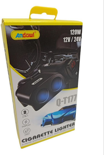 Andowl Φορτιστής Αυτοκινήτου Q-T177 120W με Θύρες: 2xΑναπτήρα